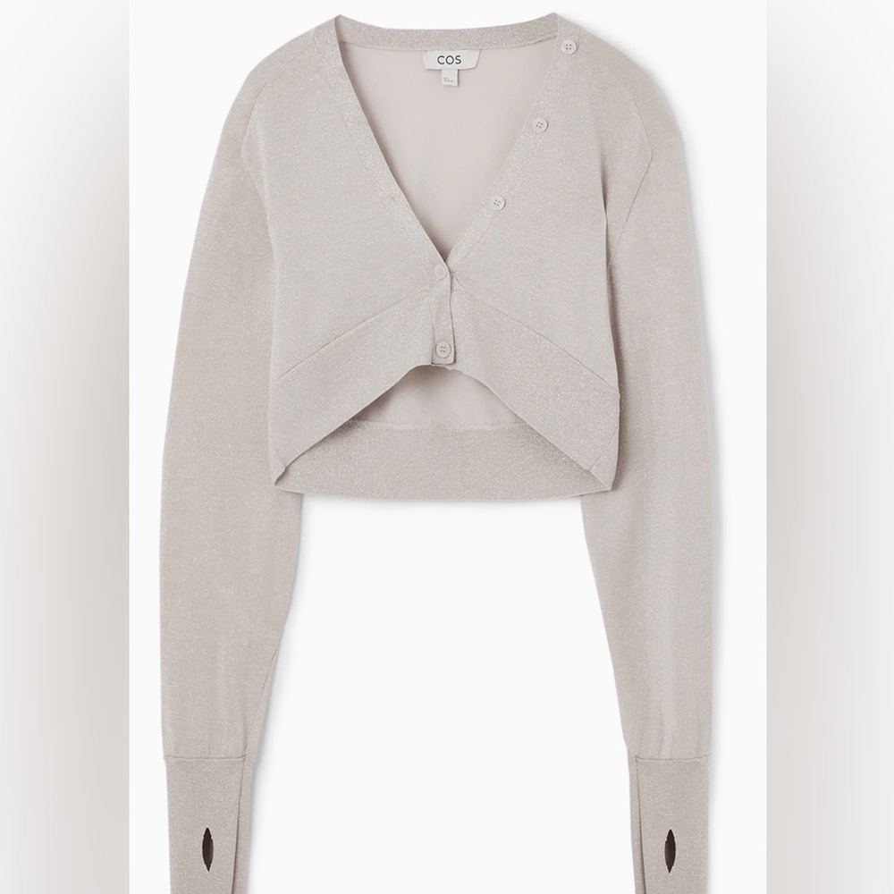 NWT COS Cropped Wool-blend Cardigan - Metalic Grey XS